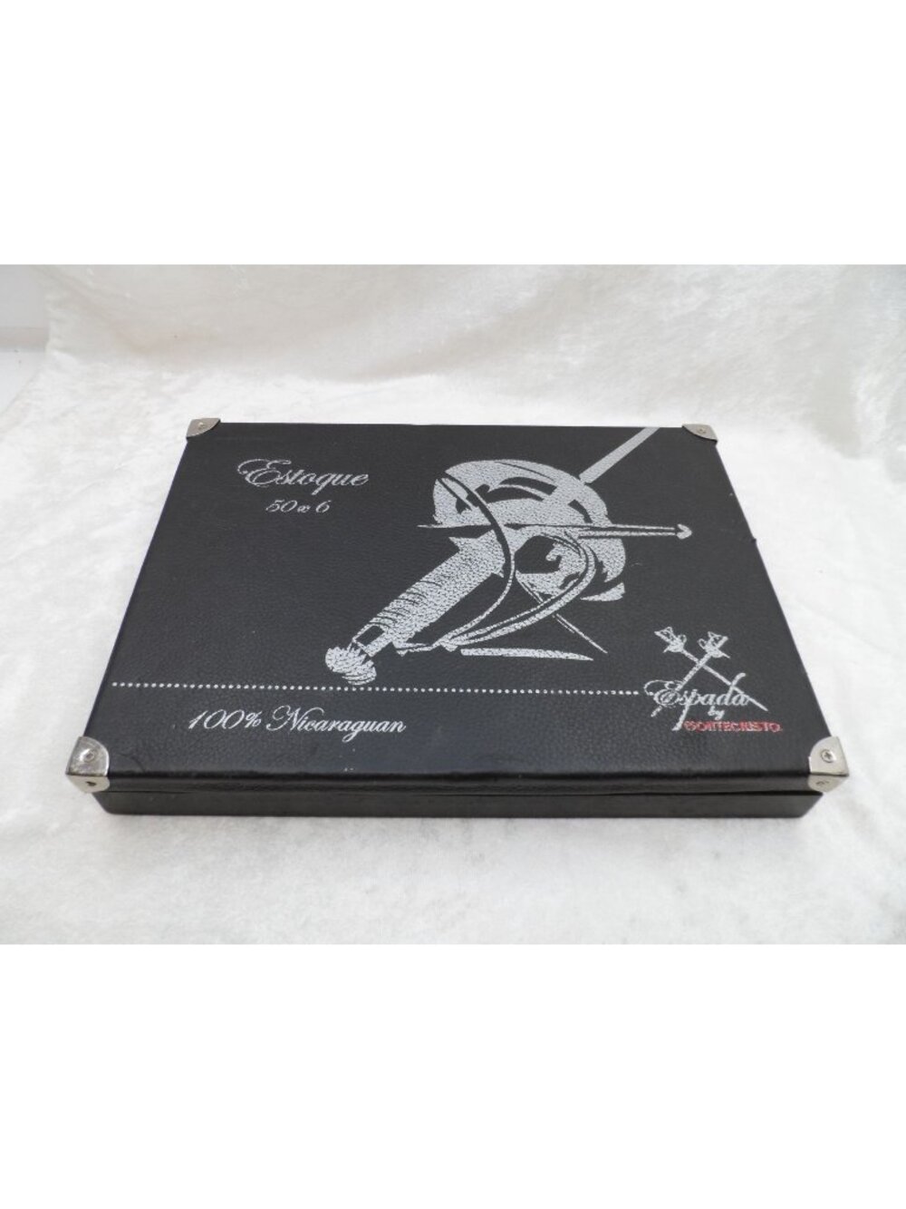 Montecristo Espada Oscuro Cigar Box Black Wood Tobacco Storage 10.75 x 8 x 1.5